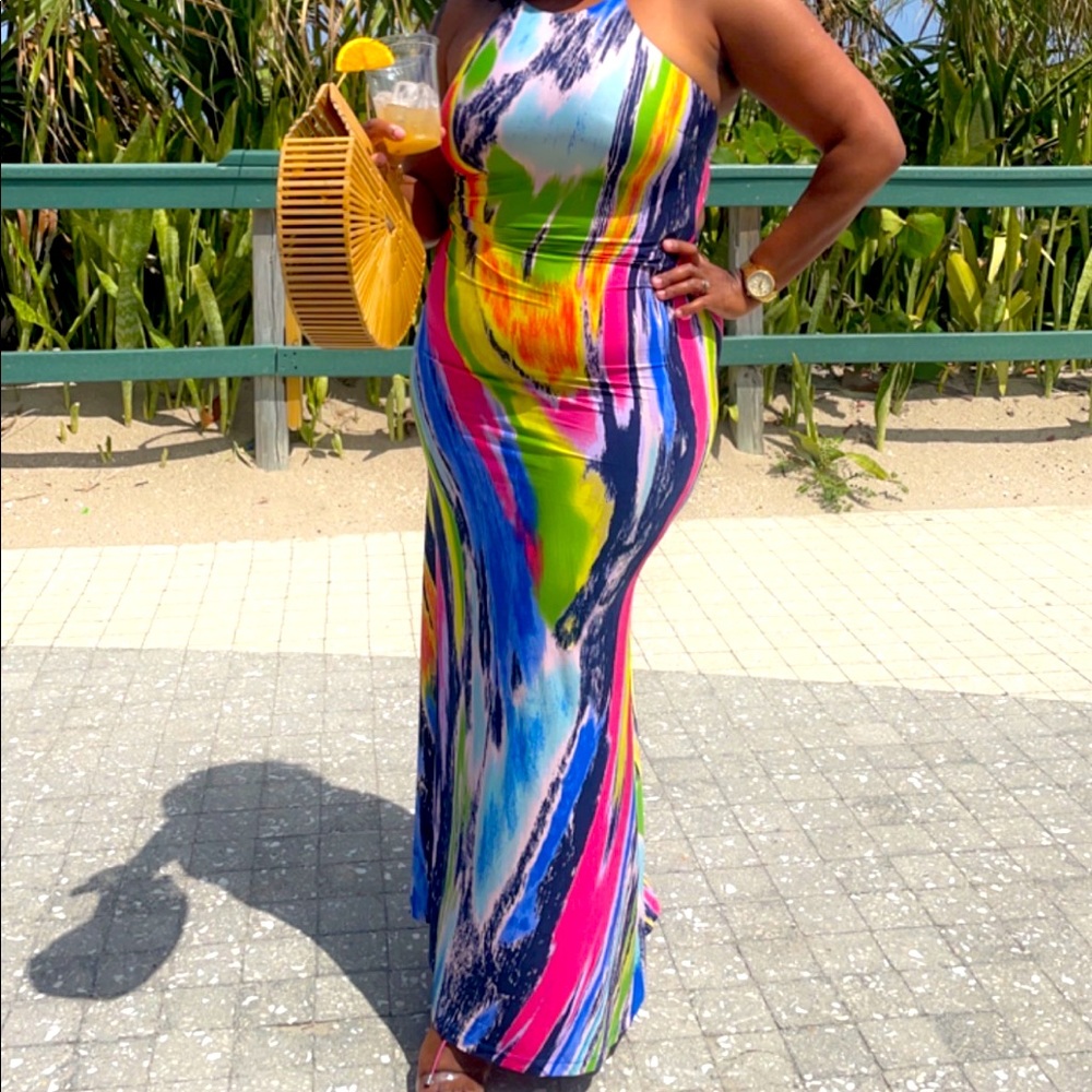 Colorful Maxi Dress with strappy back